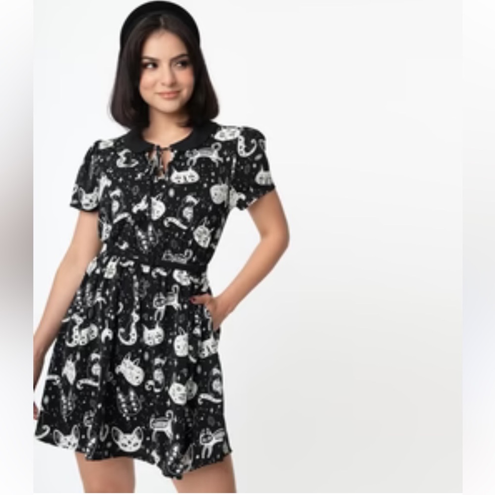 Unique Vintage Cats Dress Size XS - Picture 4 of 11